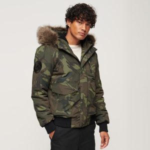 Men’s Camouflage Hooded Fur-Trimmed Winter Jacket