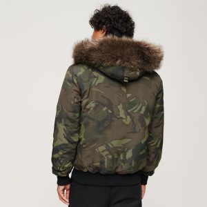 Men’s Camouflage Hooded Fur-Trimmed Winter Jacket