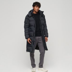 Men’s Longline Hooded Quilted Puffer Coat