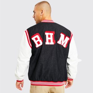 Classic Men’s Black & White Varsity Bomber Jacket