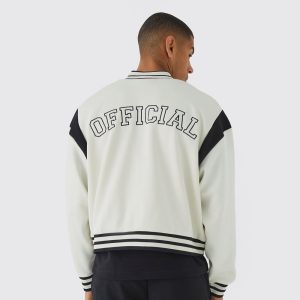 Men’s White & Black Varsity Letterman Jacket