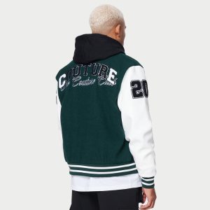 Men’s Green & White Varsity Letterman Jacket