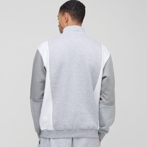 Regular Fit Man Official Colour Block Zip Funnel Neck Sweat