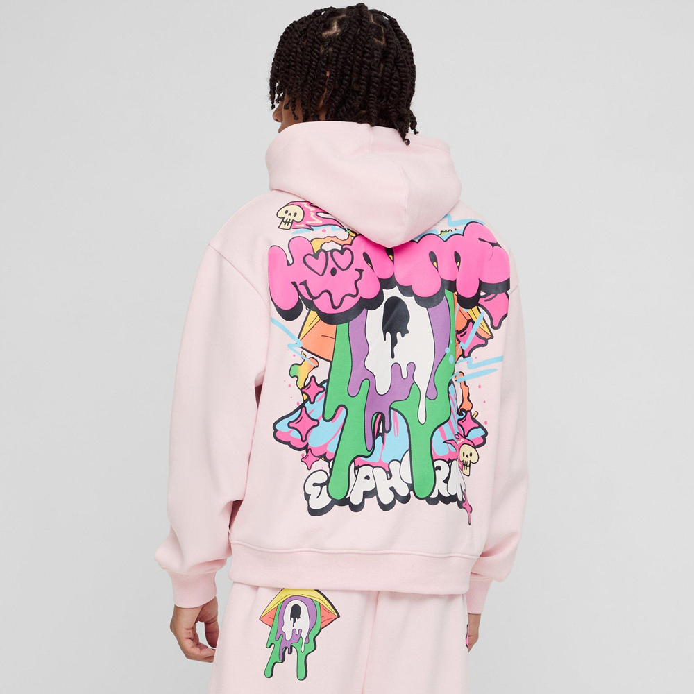 Oversized Boxy All Over Heart Applique Hoodie - Image 2