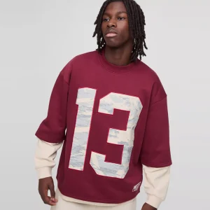 Oversized Man Colour Block Zip Funnel Neck Sweatshirt