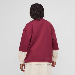 Oversized Man Colour Block Zip Funnel Neck Sweatshirt