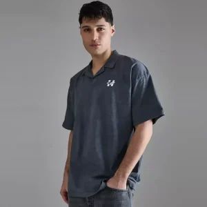 Oversized Textured Revere Polo