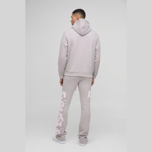 Oversized Mesh Layer Varsity Printed Gusset T-Shirt & Jogger Set