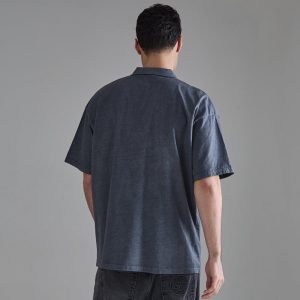 Oversized Textured Revere Polo