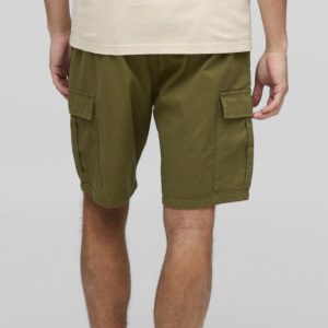 Plus Loose Fit Cargo Acid Wash Jersey Shorts