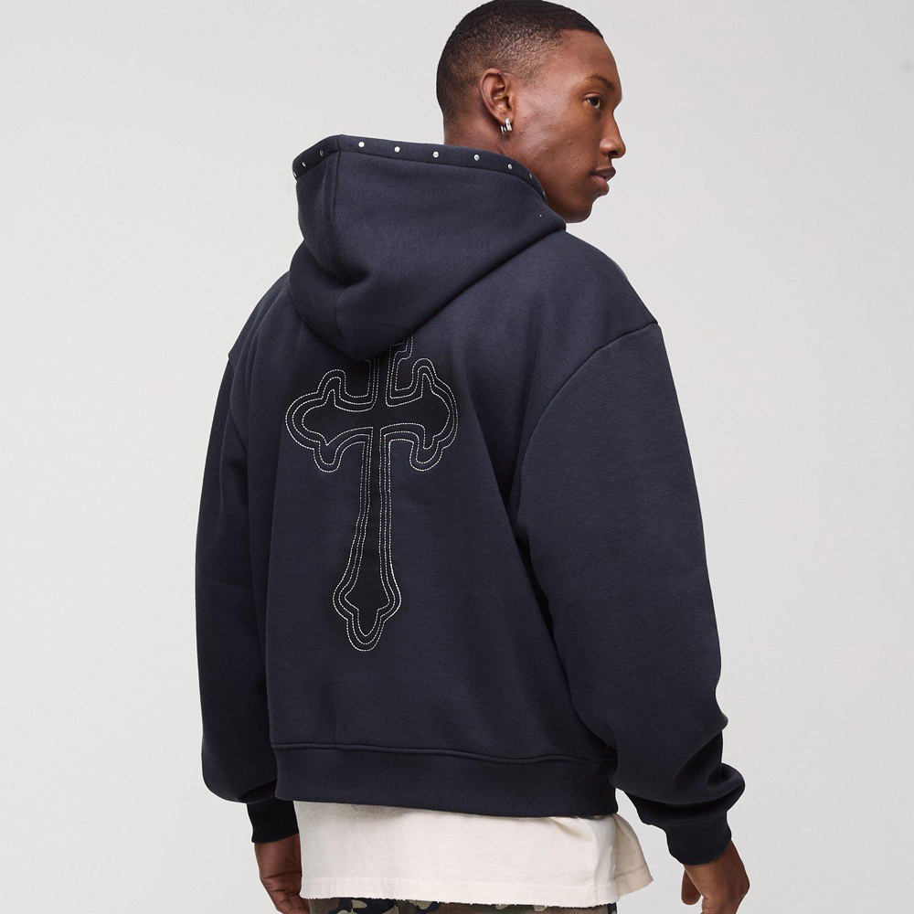 Oversized Worldwide Contrast Stitch Hoodie - Image 2