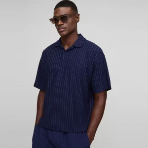 Slim Panelled Zip Neck Interlock Polo